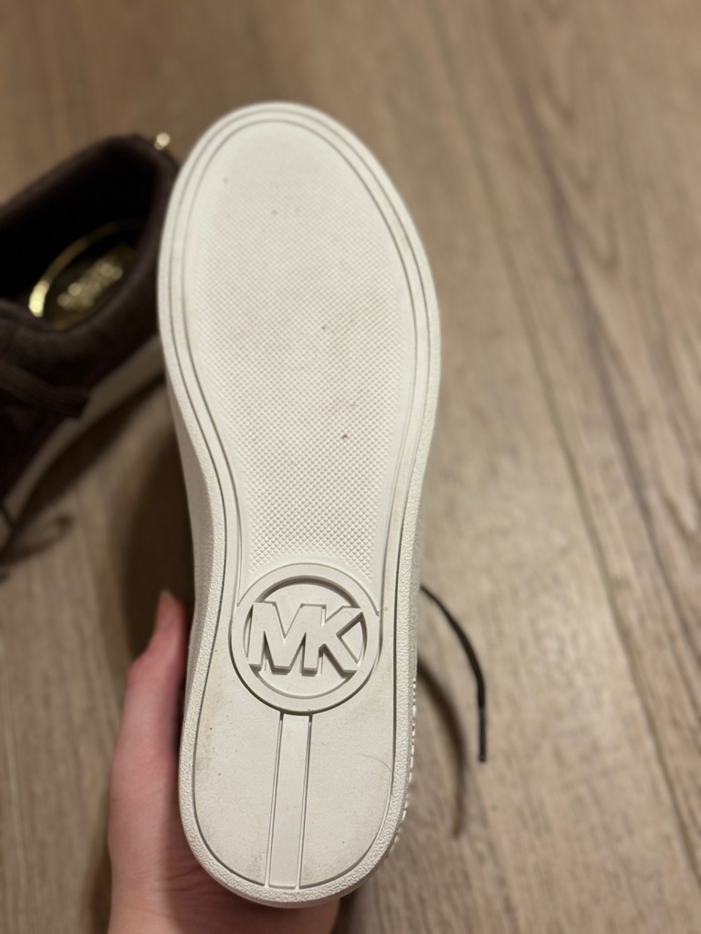 Michael Kors Chocolate Brown MK Logo Low-Top Sneakers - Picture 3 of 12